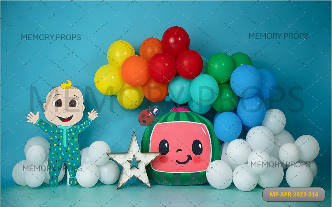 COCO MELON CAKE SMASH + SKY BLUE COLOR TEXTURE BACKDROPS