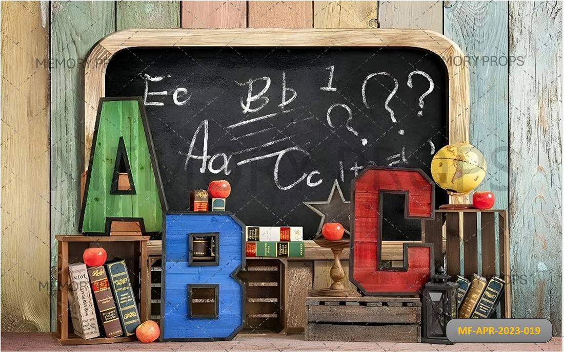 CLASS ROOM CHALK BOARD + MULTI COLOUR WOOD BACKDROPS