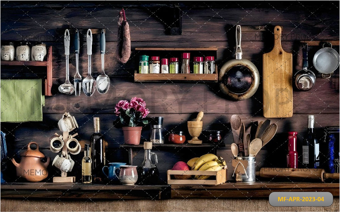 KITCHEN UTENSILS EQUIPMENT+ WOOD PLANKS BACKDROPS