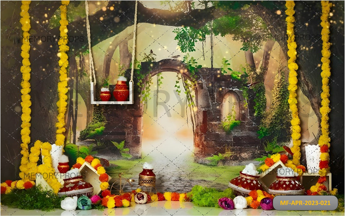 KRISHNA JANMASHTAMI THEME + GREEN VIGNETTE BACKDROPS