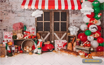 MERRY CHRISTMAS PIZZA CORNER - PRINTED BACKDROPS