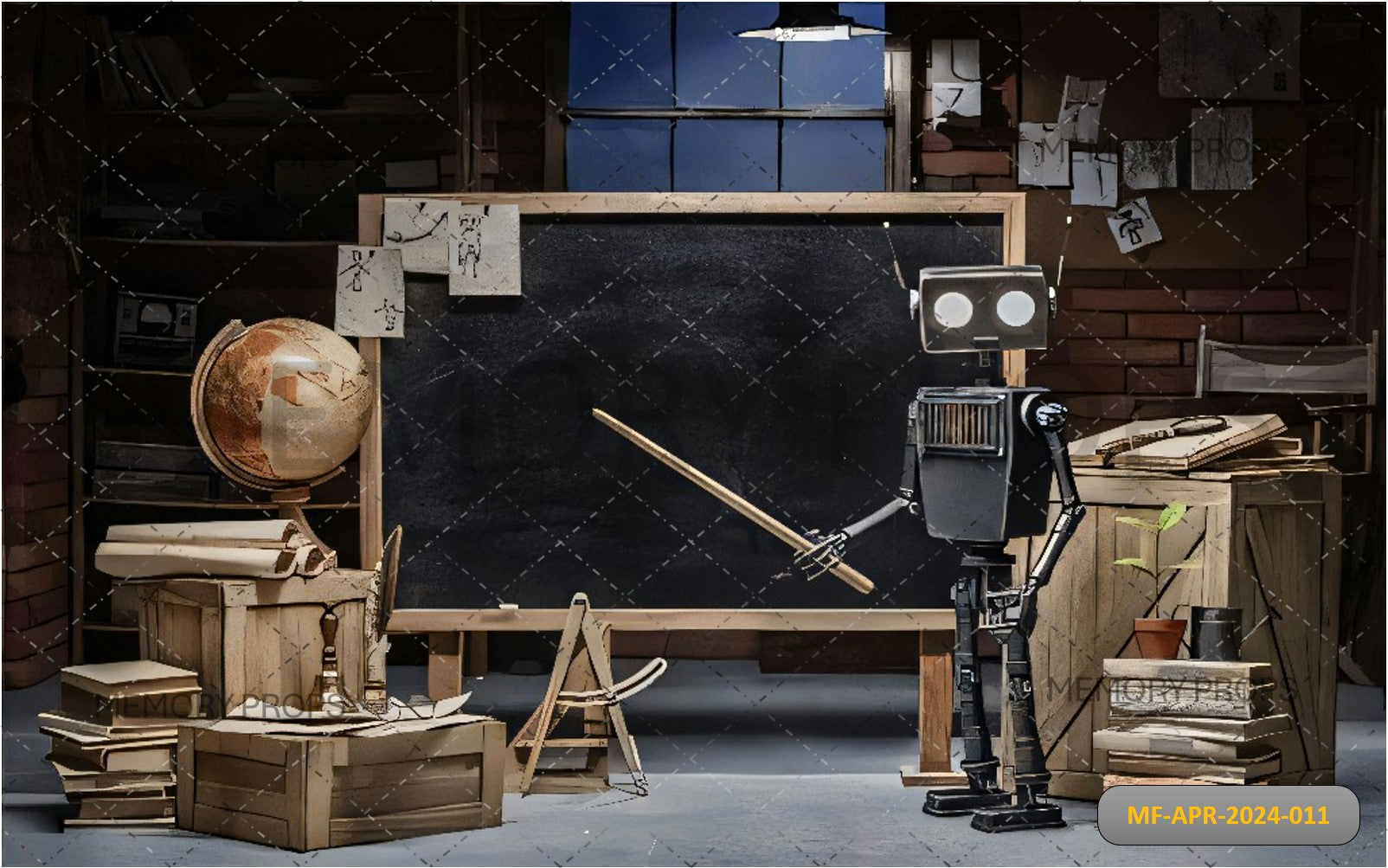 ROBOT ADVENTURES ON BLACBOARD - PRINTED BACKDROPS