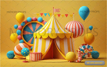 CIRCUS TENT WITH BALLOONS CONFETTI - PRINTED BACKDROPS