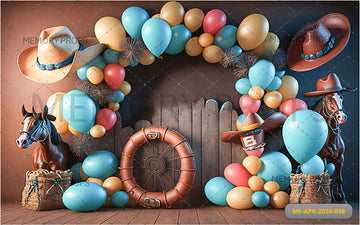 BLUE BALLOONS GARLAND ARCH - PRINTED BACKDROPS