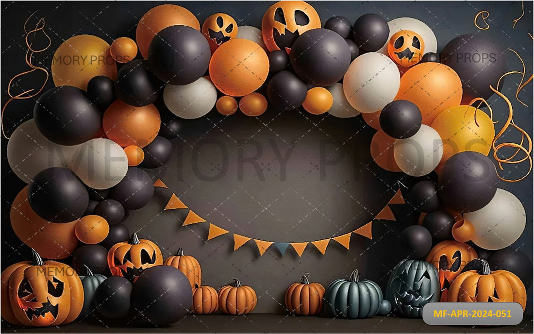 BALLOONS GARLAND HALLOWEEN + BLACK TEXTURE BACKDROPS