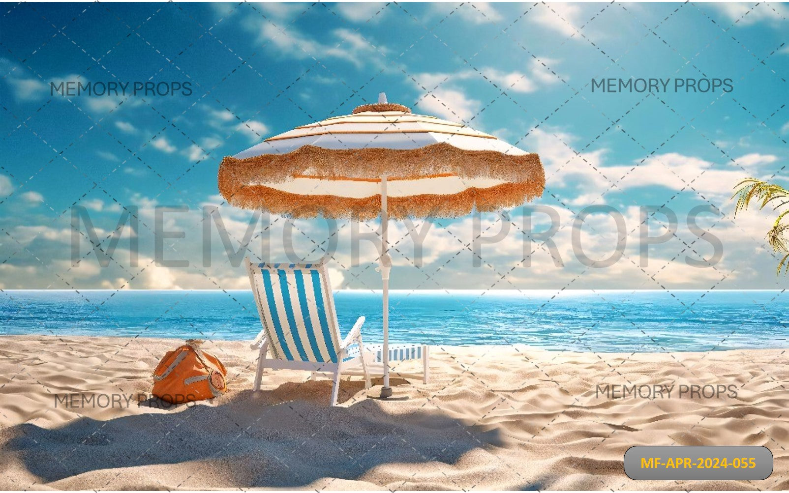 RELAXING SUMMER SCENE BLUE BEACH - PRINTED BACKDROPS