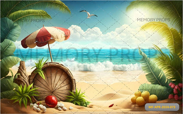 REALISTIC SUMMER FESTIVE VACATION BEACH - PRINTED BACKDROPS