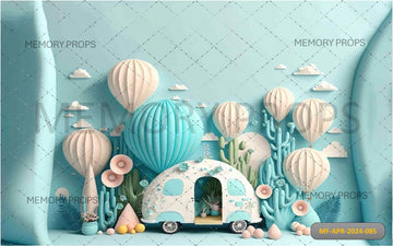 SKY BLUE BALLOON COSTA - BABY PRINTED BACKDROPS