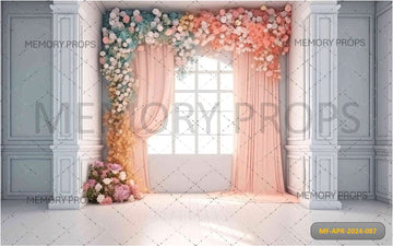 AESTHETIC FLOWER DECORATION PASTEL COLOUR INDOOR - PRINTED BACKDROPS