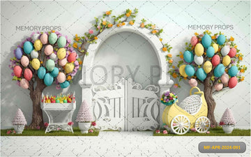 EASTER DECORATION WITH EGGS AND BIRD GENERATIVE - PRINTED BACKDROPS