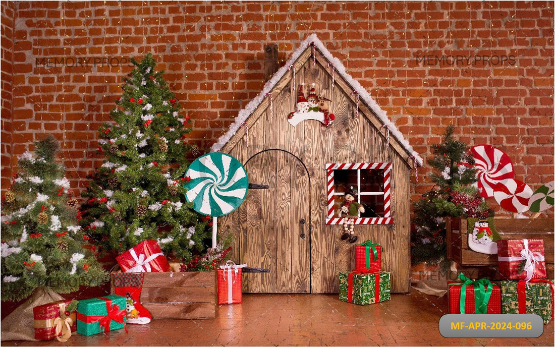 RED BRICK WALL CHRITSMAS + BROWN WOODEN TEXTURE BACKDROPS