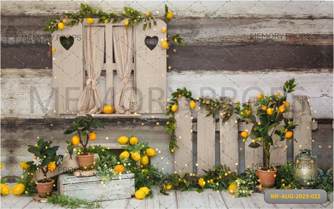 SUMMER LEMON TREE BARN + WHITE WOODEN TEXTURE BACKDROPS