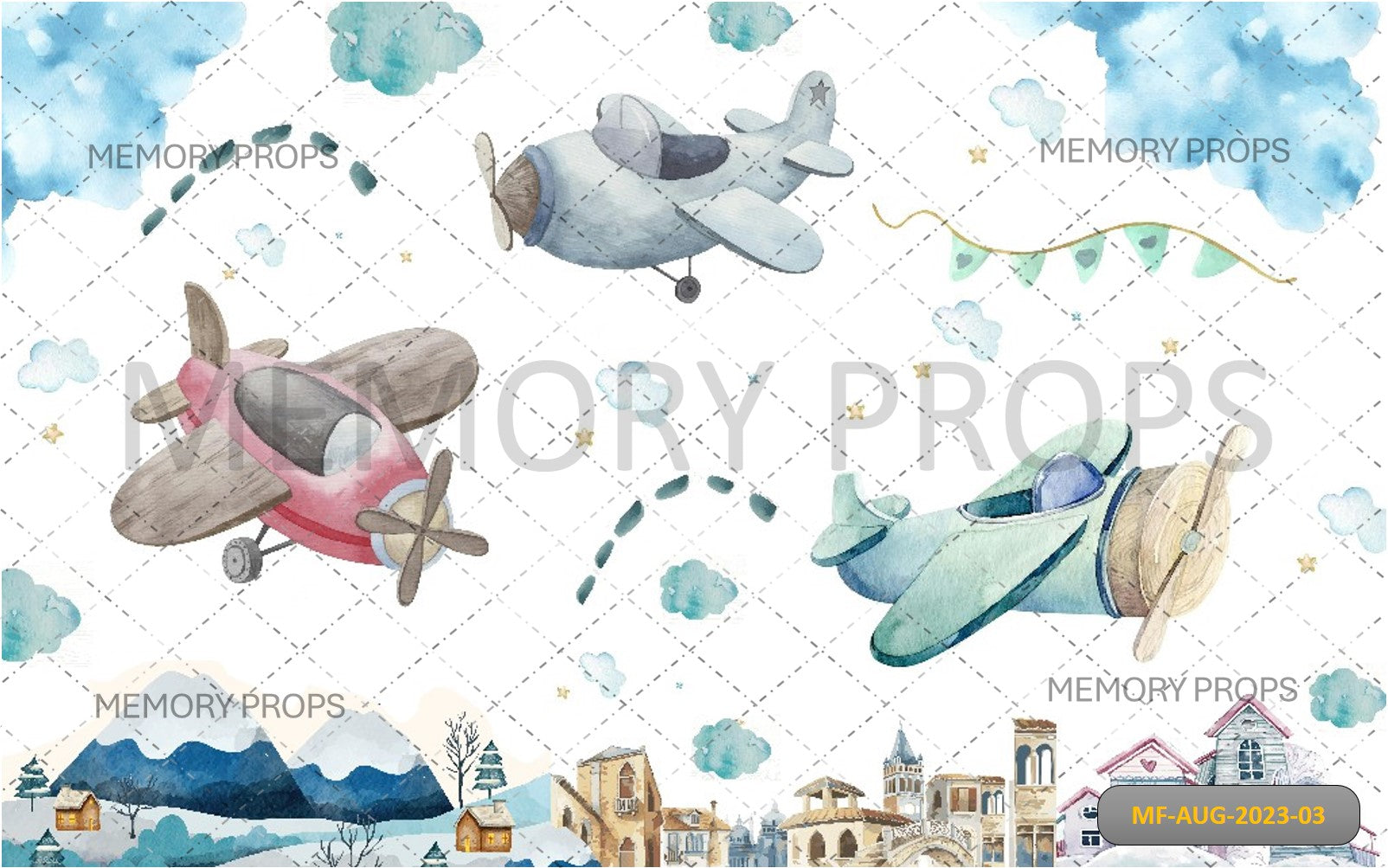 FLYING AEROPLANE - BABY PRINTED BACKDROPS