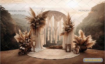 FEATHER ARCH IN BOHO - BABY PRINTED BACKDROPS