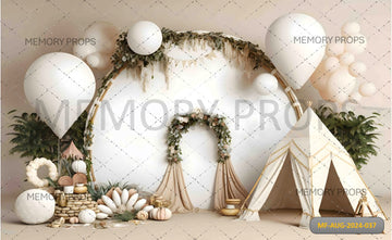 WHITE PASTEL BALLOONS - BABY PRINTED BACKDROPS