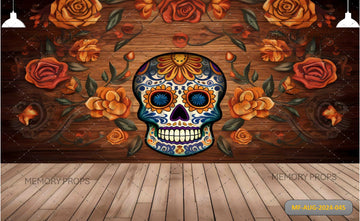 SKULL WITH ROSES - PRINTED BACKDROPS