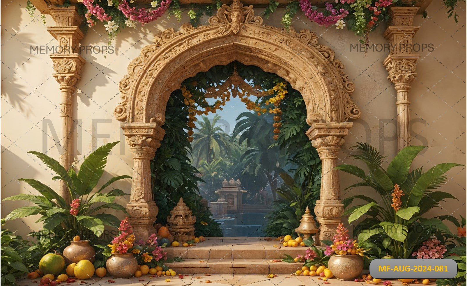 GOLDEN ARCH WITH FLOWERS- PRINTED BACKDROPS