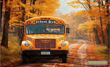 AUTUMN BACK TO SCHOOL BUS - PRINTED BACKDROPS