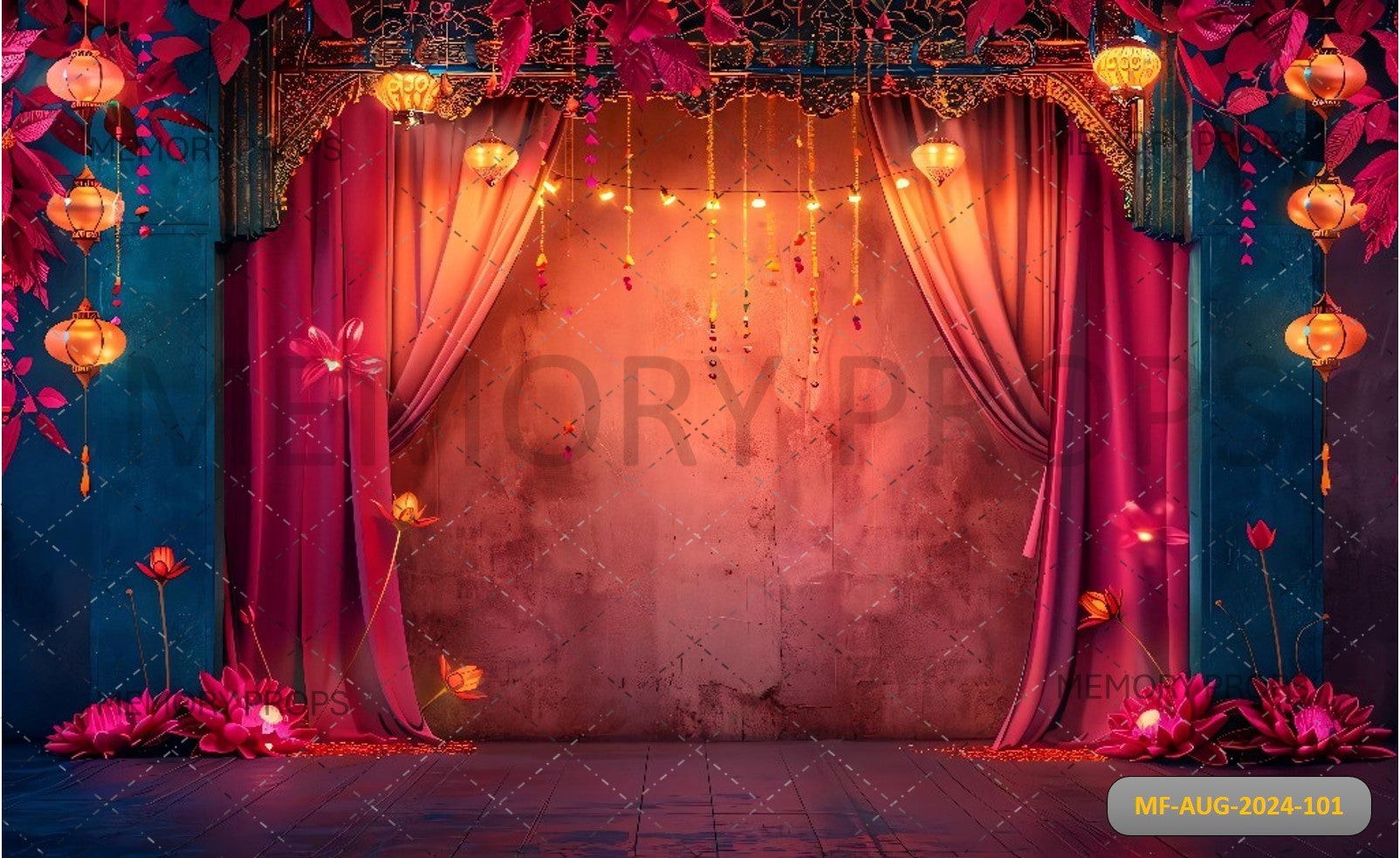 PINK STAGE WITH CURTAINS AND LIGHT - PRINTED BACKDROPS