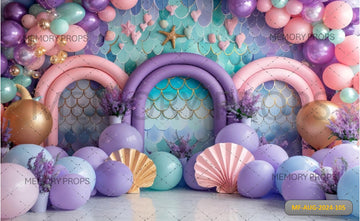 MERMAID BALLOON GARLAND ARCH - PRINTED BACKDROPS