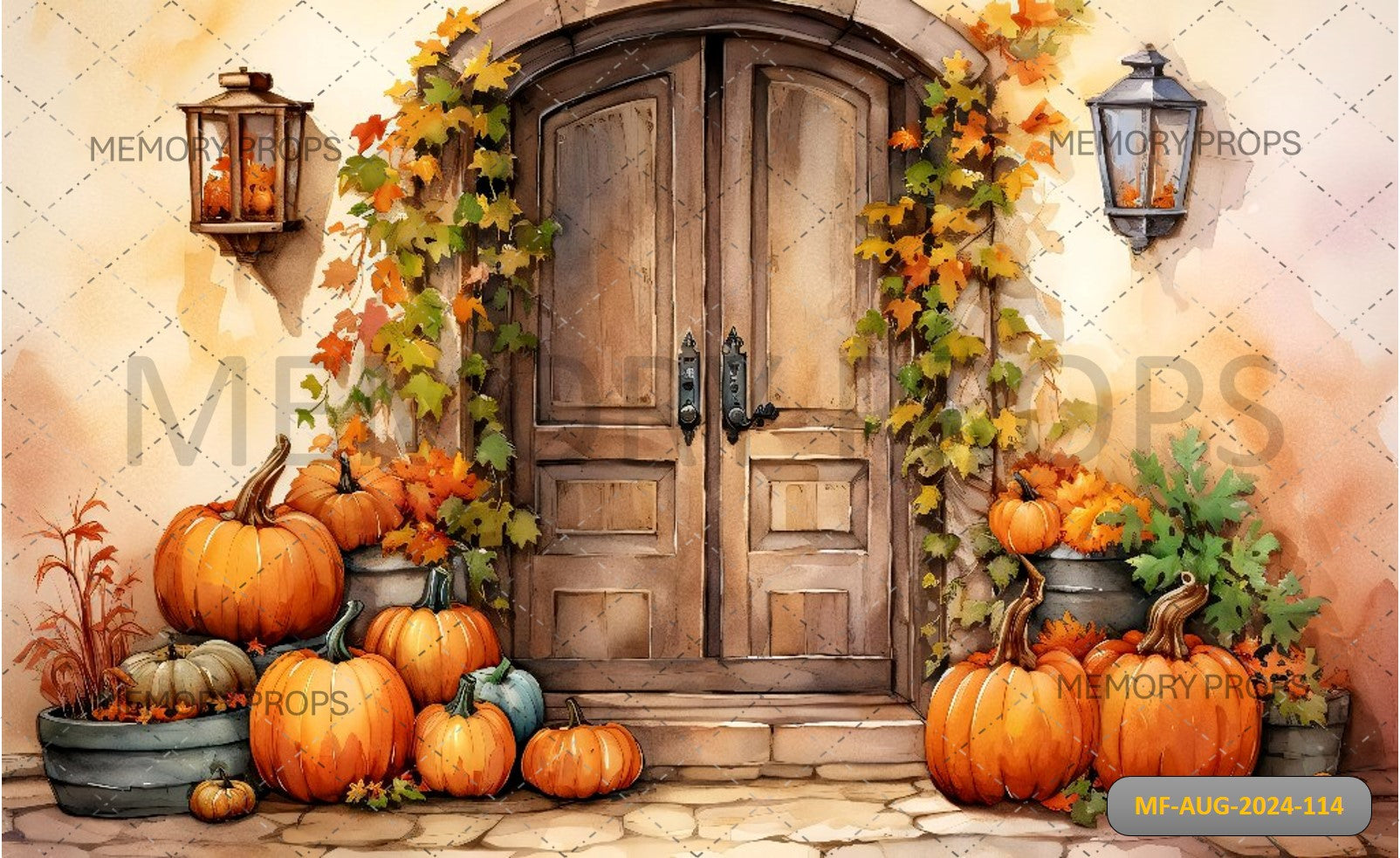 HALLOWEEN DOOR WITH PUMKINS - PRINTED BACKDROPS