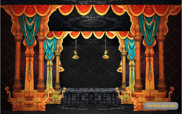 STAGE WITH A RED CURTAIN - PRINTED BACKDROPS