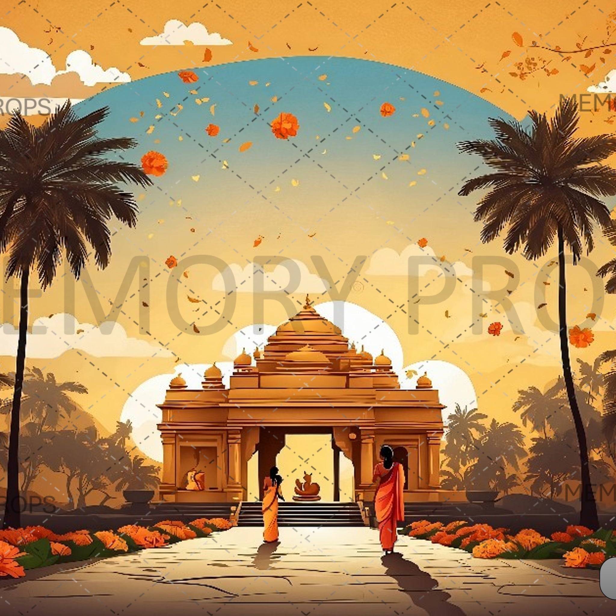 INDIAN ANCIENT TEMPLE - PRINTED BACKDROPS