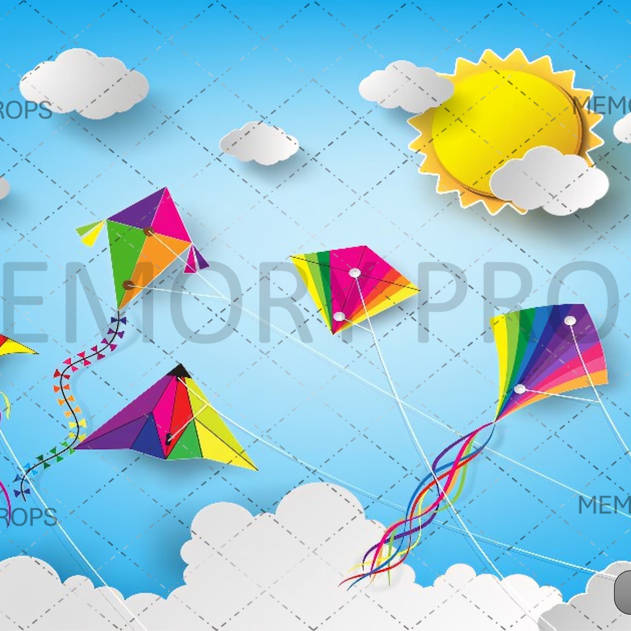 COLOURFUL KITE FLYING - PRINTED BACKDROPS