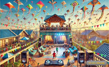 VIBRANT STREET FESTIVAL WITH KITES AND MUSIC - PRINTED BACKDROPS