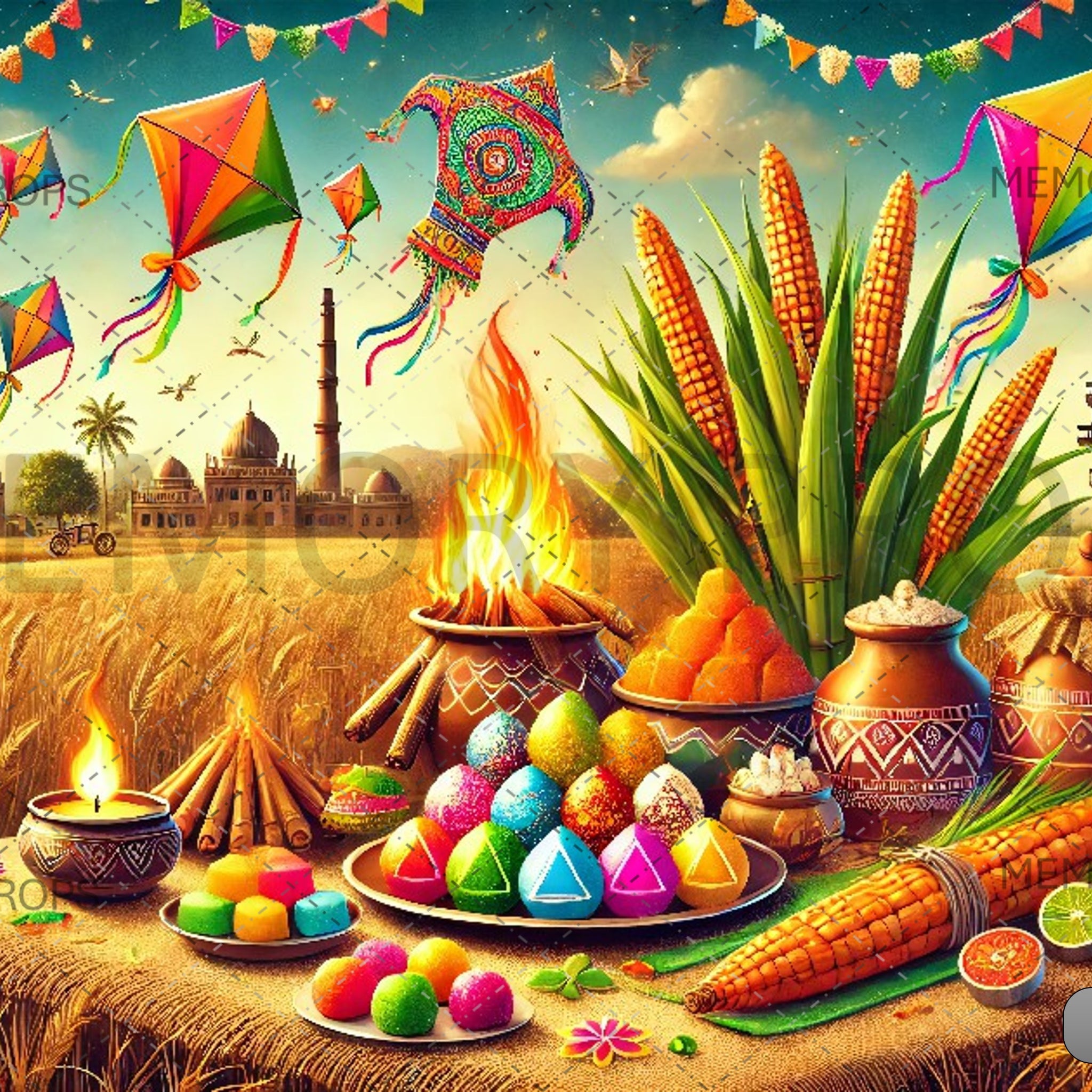 TRADITIONAL MAKAR SANKRANTI CELEBRATION - PRINTED BACKDROPS