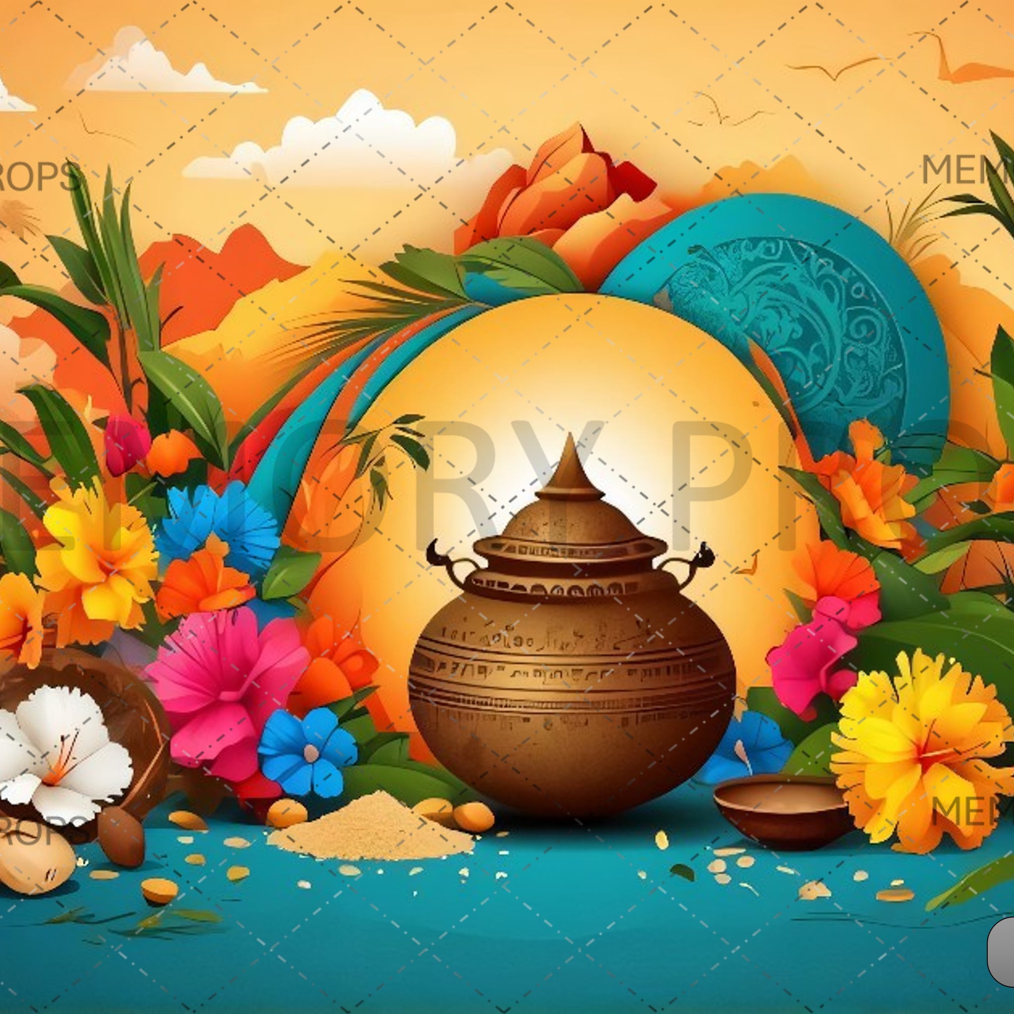 PONGAL FESTIVAL VECTOR ART - PRINTED BACKDROPS