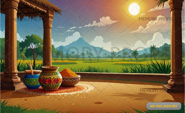 PONGAL FESTIVAL HARVEST WITH EARTHEN POTS - PRINTED BACKDROPS