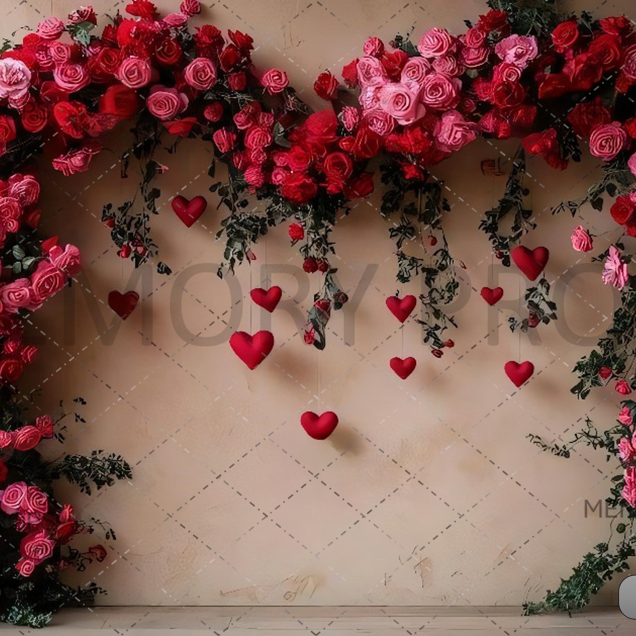 VALENTINE PINK FLORAL ARCH - PRINTED BACKDROPS