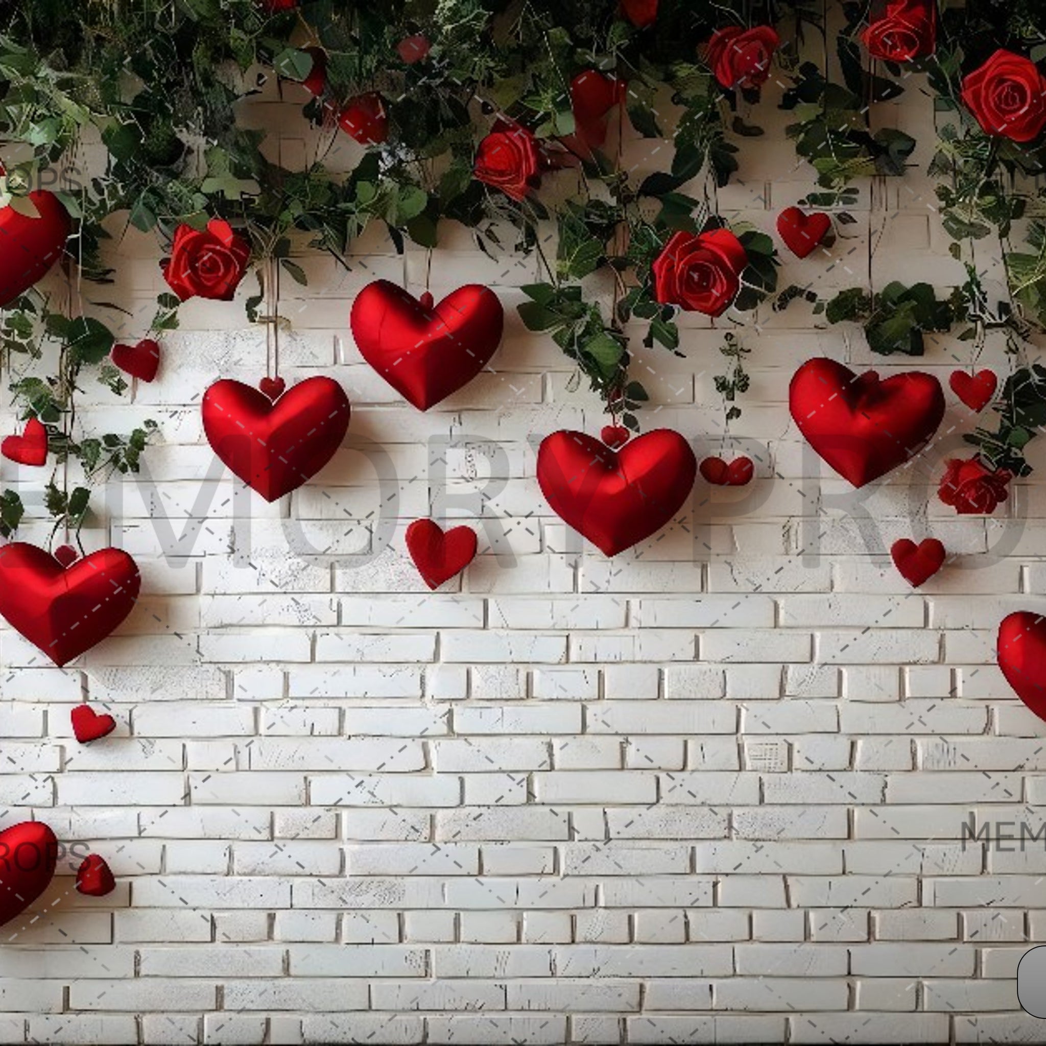 ALL ENJOY VALENTINE BRICK WALL - PRINTED BACKDROPS