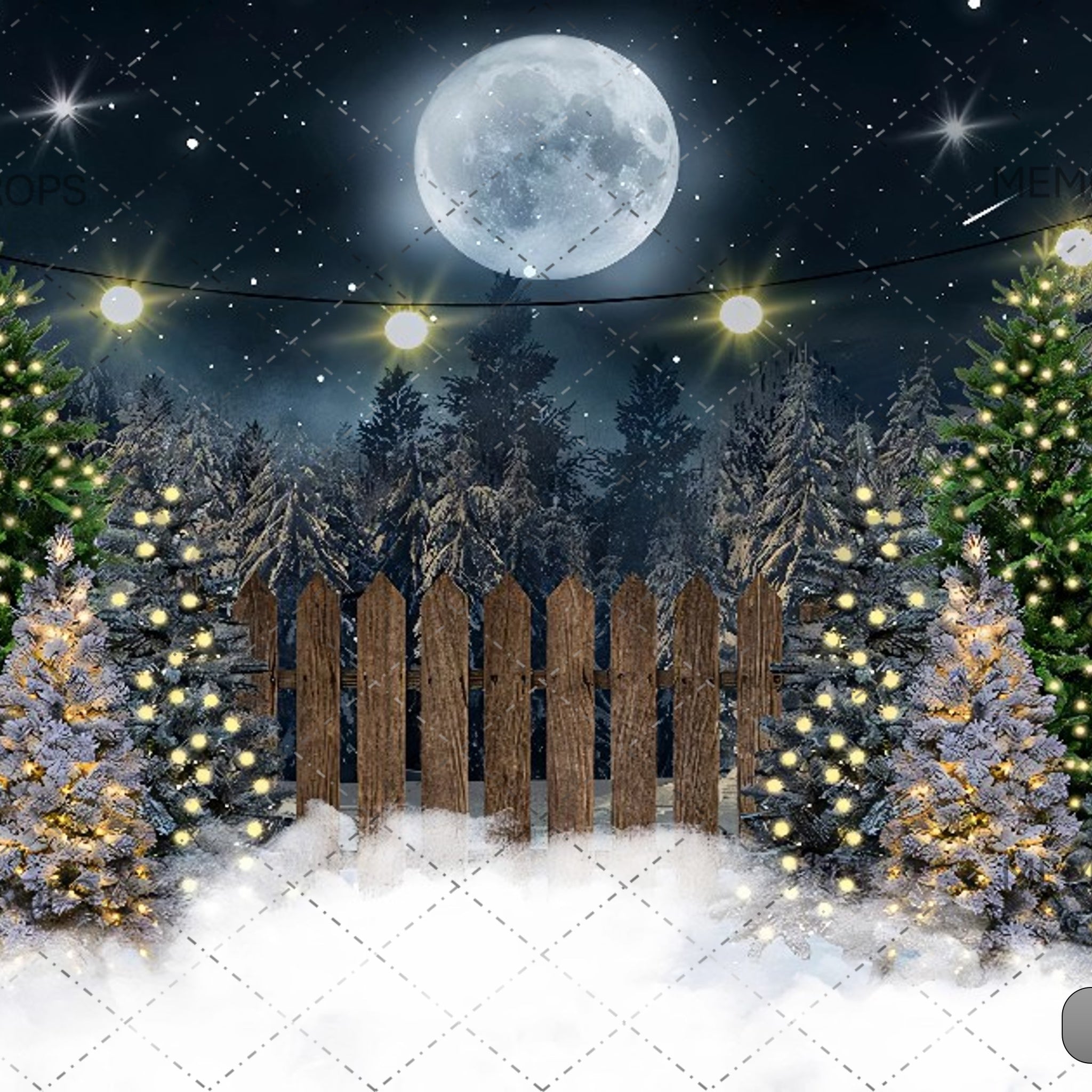 CHRISTMAS TREE NIGHT MOON - PRINTED BACKDROPS