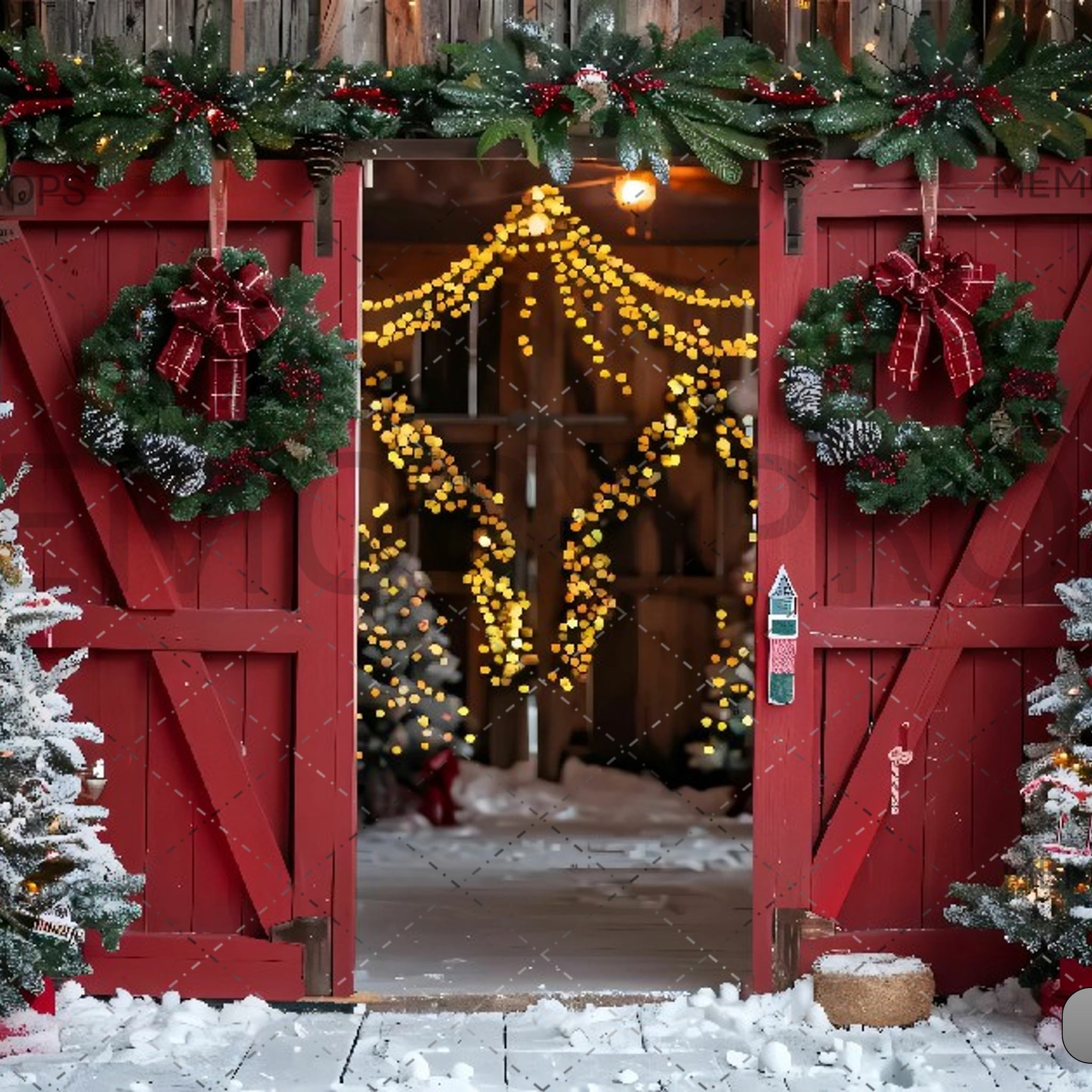 CHRISTMAS RED BARD ENTRANCE - PRINTED BACKDROPS