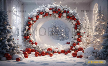 CHRISTMAS WREATH BALLOONS AND TREE - PRINTED BACKDROPS