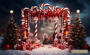 CHRISTMAS WHIMSICAL CANDY CANE ARCHWAY - PRINTED BACKDROPS