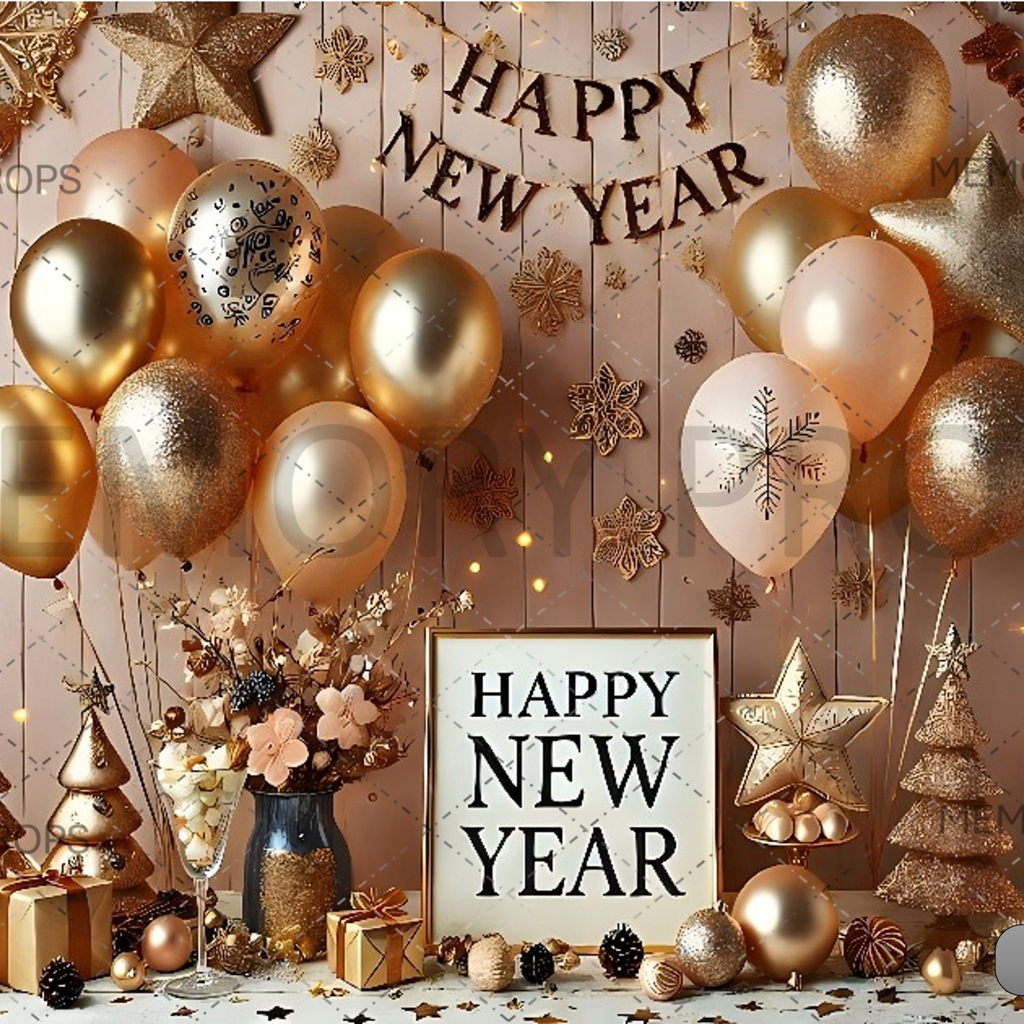 GLAMOROUS NEW YEAR EVE PARTY SETUP PRINTED BACKDROP