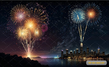 SPECTACULAR NIGHTTIME FIREWORKS LIGHTING PRINTED BACKDROP