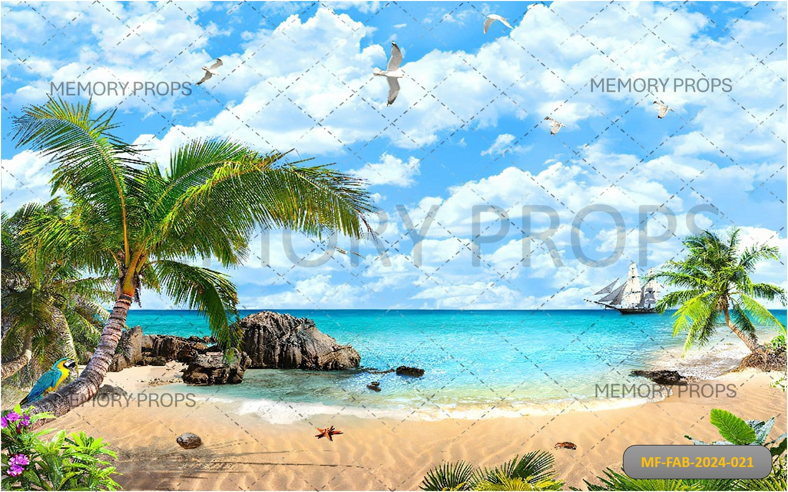 VIBRANT TROPICAL BEACH - PRINTED BACKDROPS