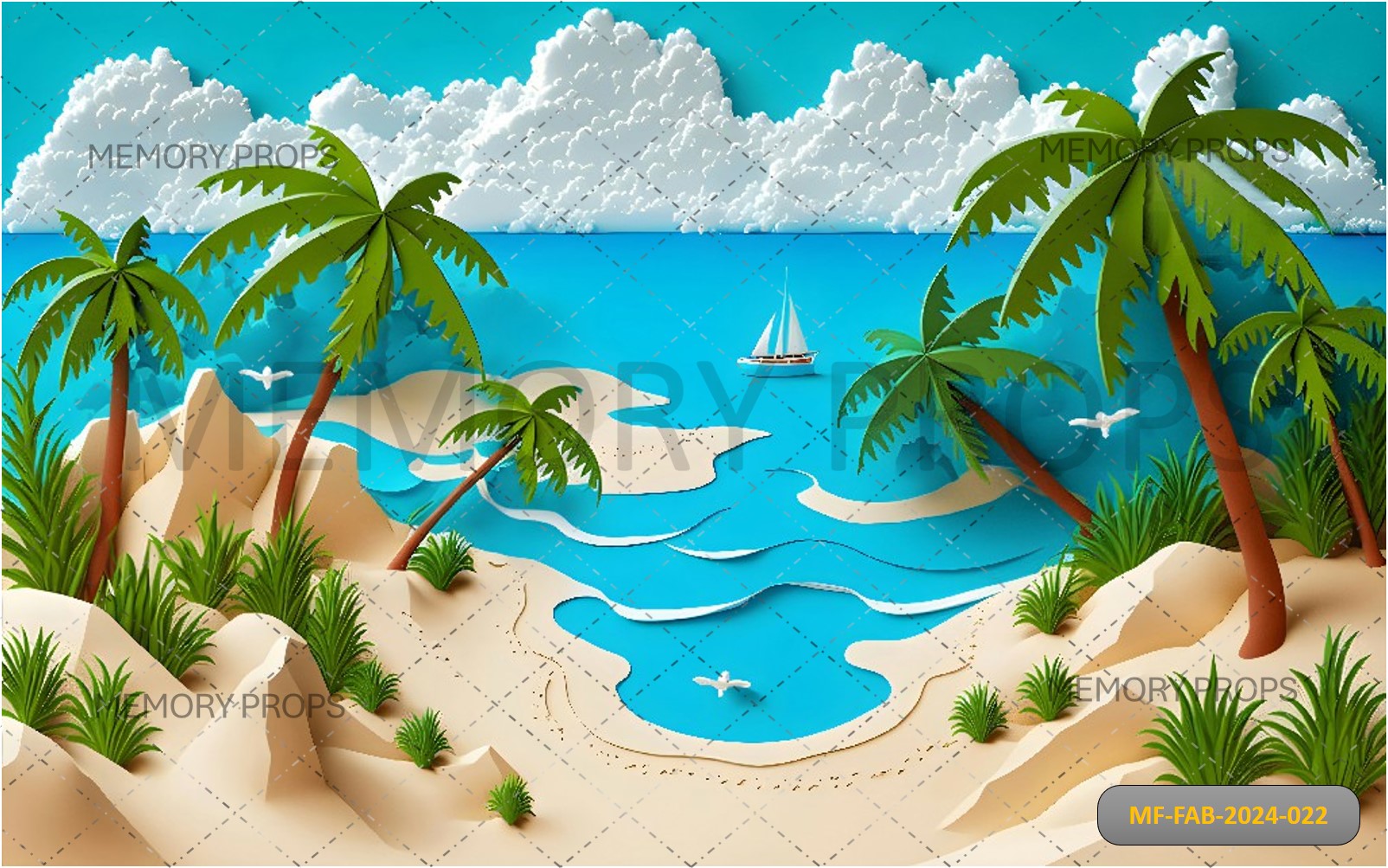 BEAUTIFUL LONELY TROPICAL BEACH - PRINTED BACKDROPS