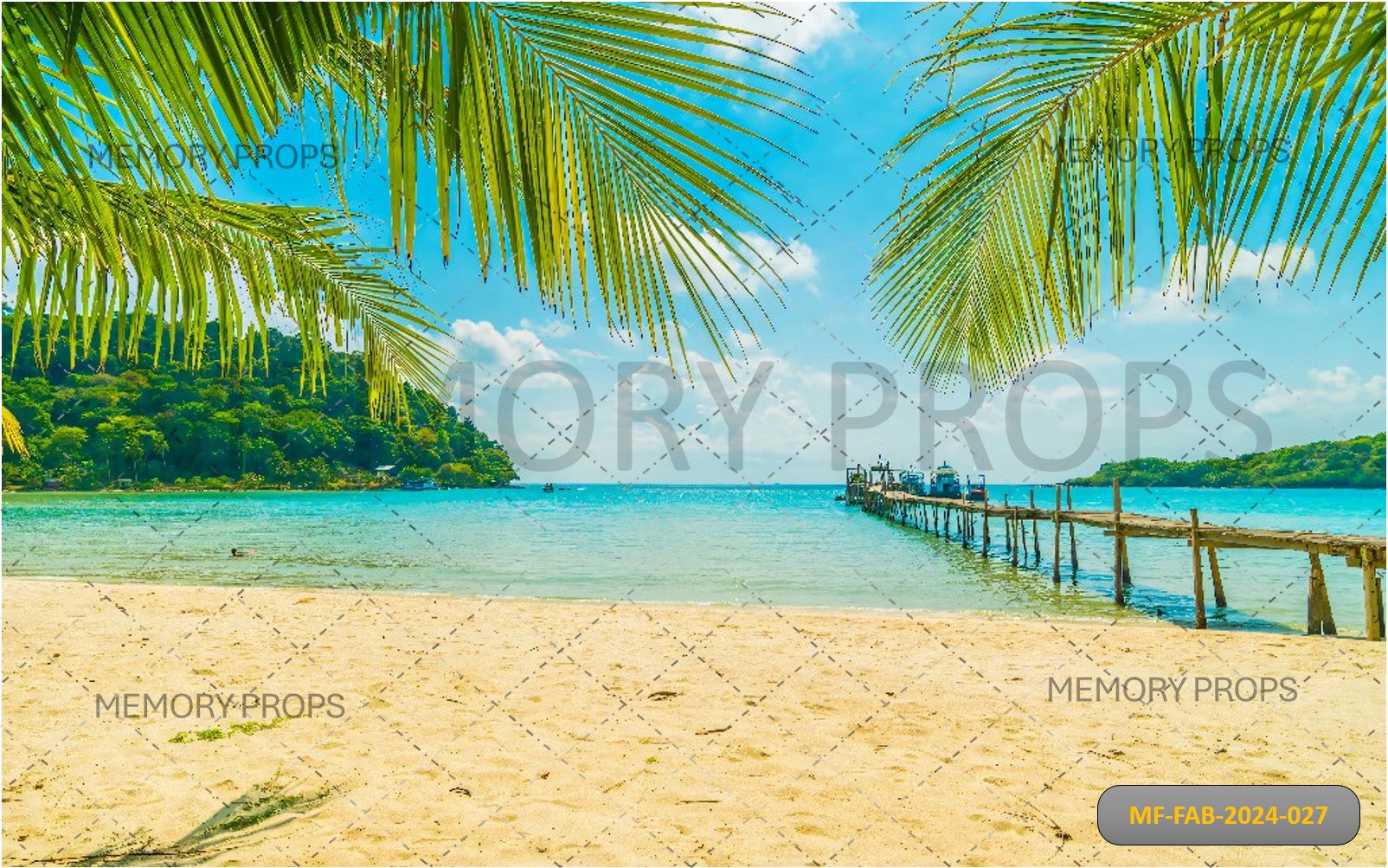 BEAUTIFUL TROPICAL BEACH AND SEA WITH COCONUT TREE - PRINTED BACKDROPS