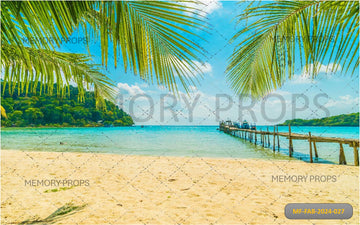 BEAUTIFUL TROPICAL BEACH AND SEA WITH COCONUT TREE - PRINTED BACKDROPS