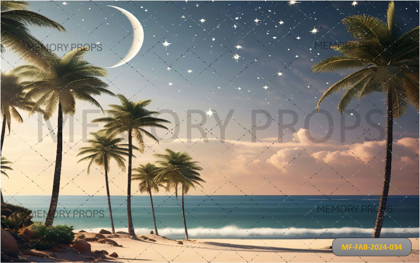 SUN AND MOON BEHIND ISLAND - PRINTED BACKDROPS