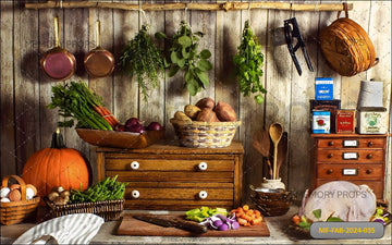 GARDEN WITH HARVESTED VEGETABLES - PRINTED BACKDROPS