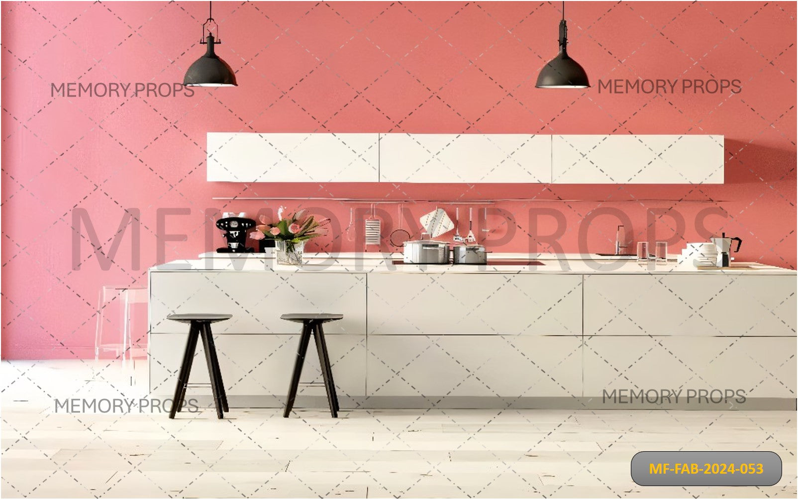 PINK AND WHITE KITCHEN DECOR - PRINTED BACKDROPS