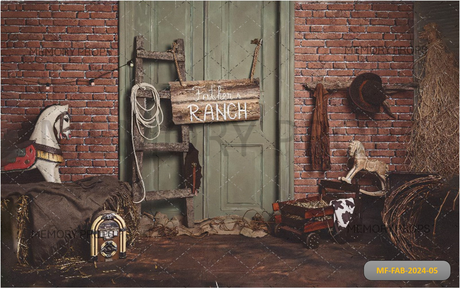 Farm Ranch Backdrop FATHER RANCH COWBOY YARD - BABY PRINTED BACKDROPS