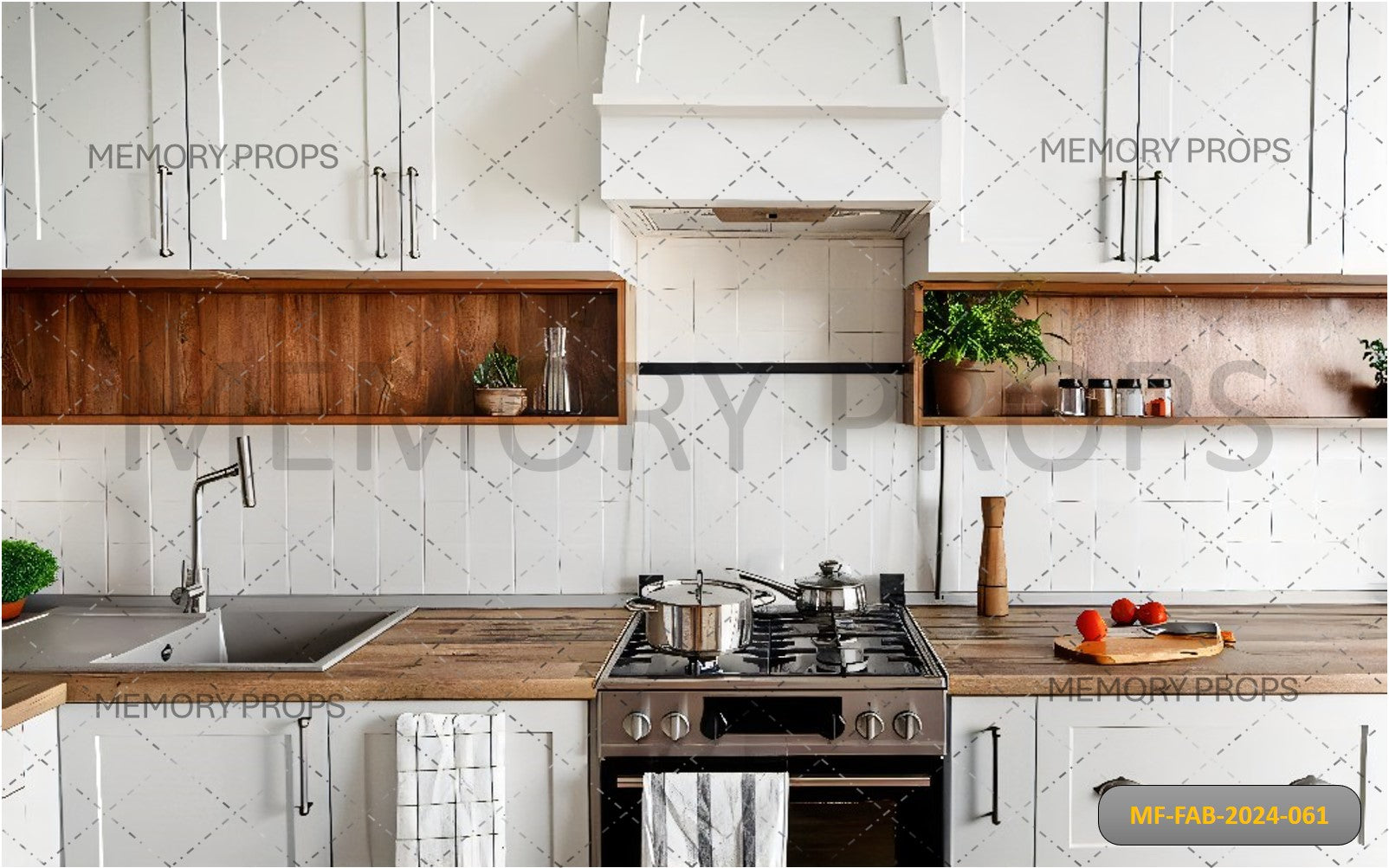 STYLISH KITCHEN INTERIOR WITH MODERN CABINETS - PRINTED BACKDROPS