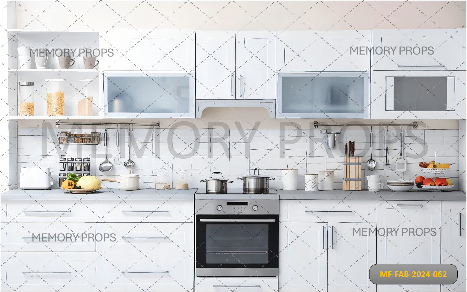 TYPICAL WHITE KITCHEN CABINETS - PRINTED BACKDROPS